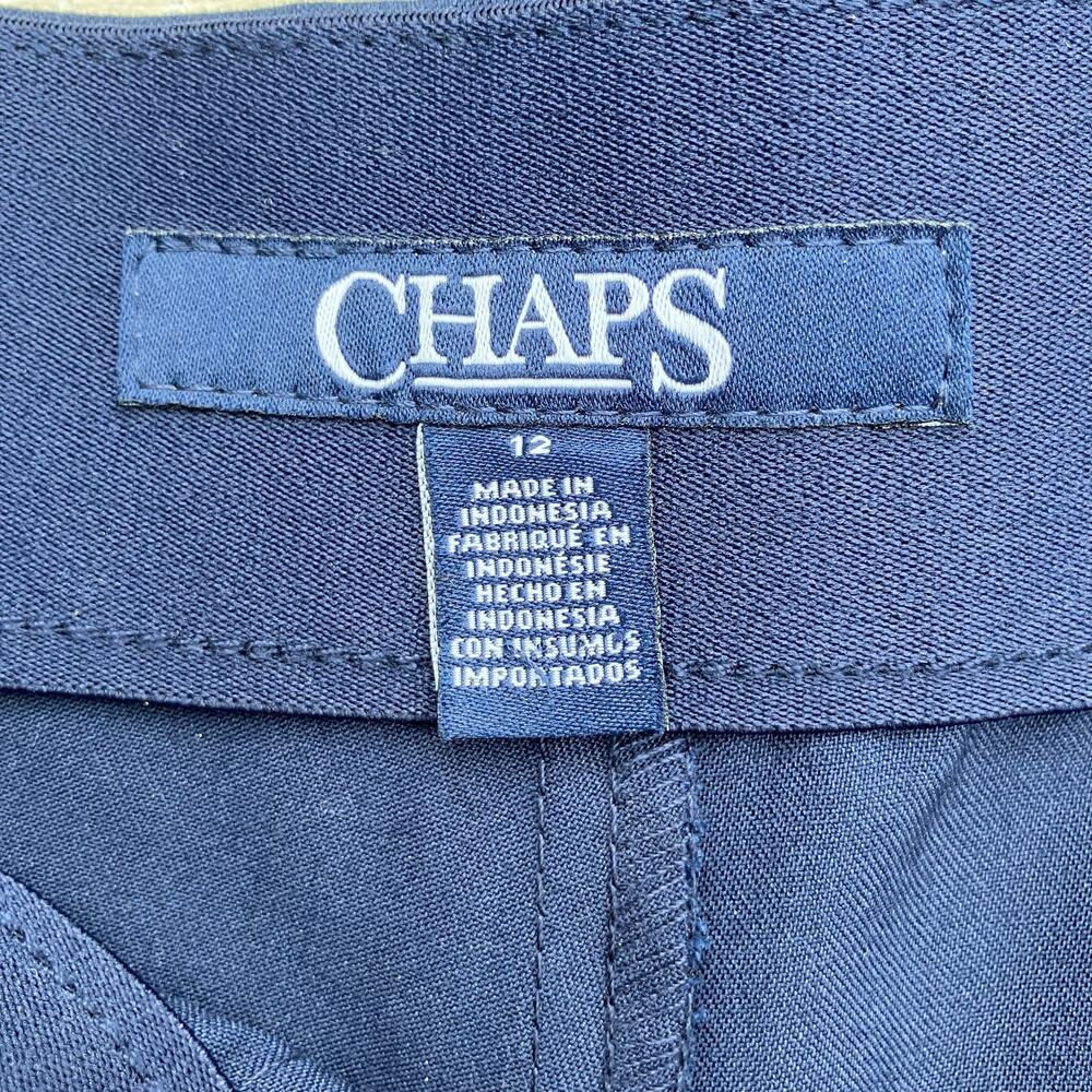 Chaps Dress Pants Sz 12 Navy Wide Leg Zip Navy Careerwear Minimalist Old Money - Picture 7 of 11